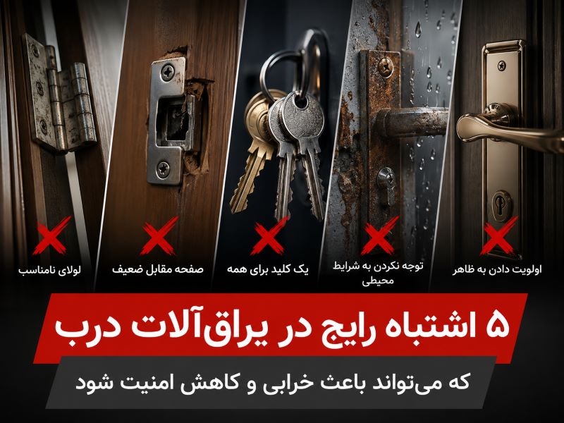 ۵ اشتباه رایج در یراق‌آلات درب که می‌تواند باعث خرابی و کاهش امنیت شود